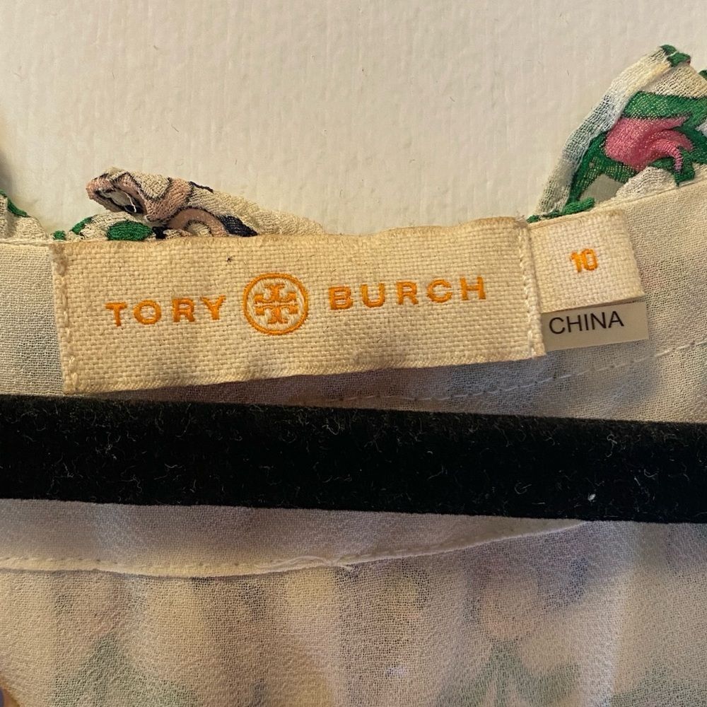 Tory Burch Asilomar Garden Party Asilomar Floral Dress White Purple Green 10 - Picture 11 of 13